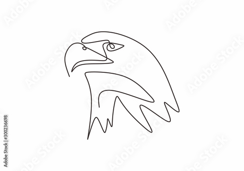Photographie Continuous line drawing of eagle or falcon head