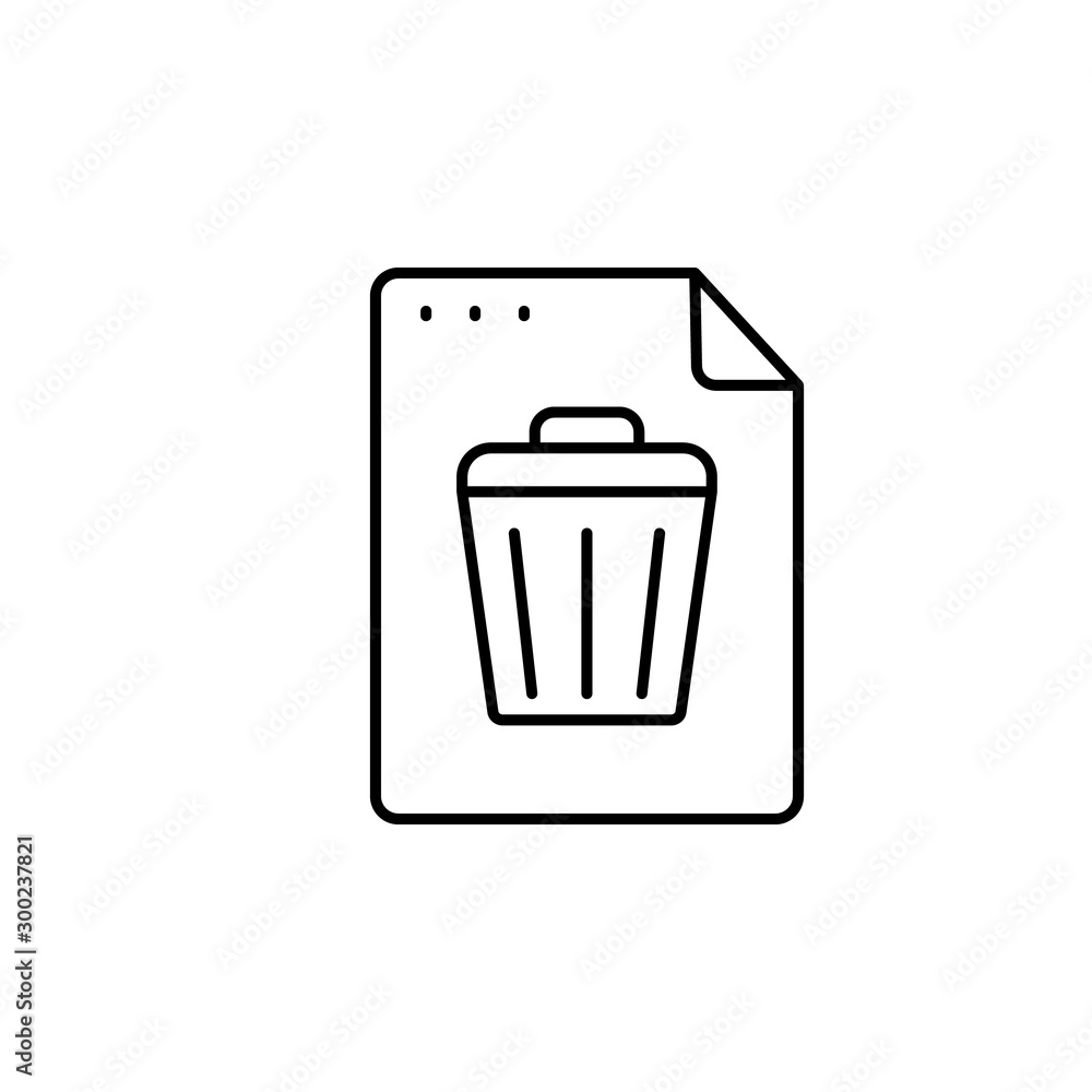 File, document, trash can icon. Simple line, outline vector of icons for ui and ux, website or mobile application File, document, trash can icon. Simple line, outline vector of icons for ui and ux, website or mobile application