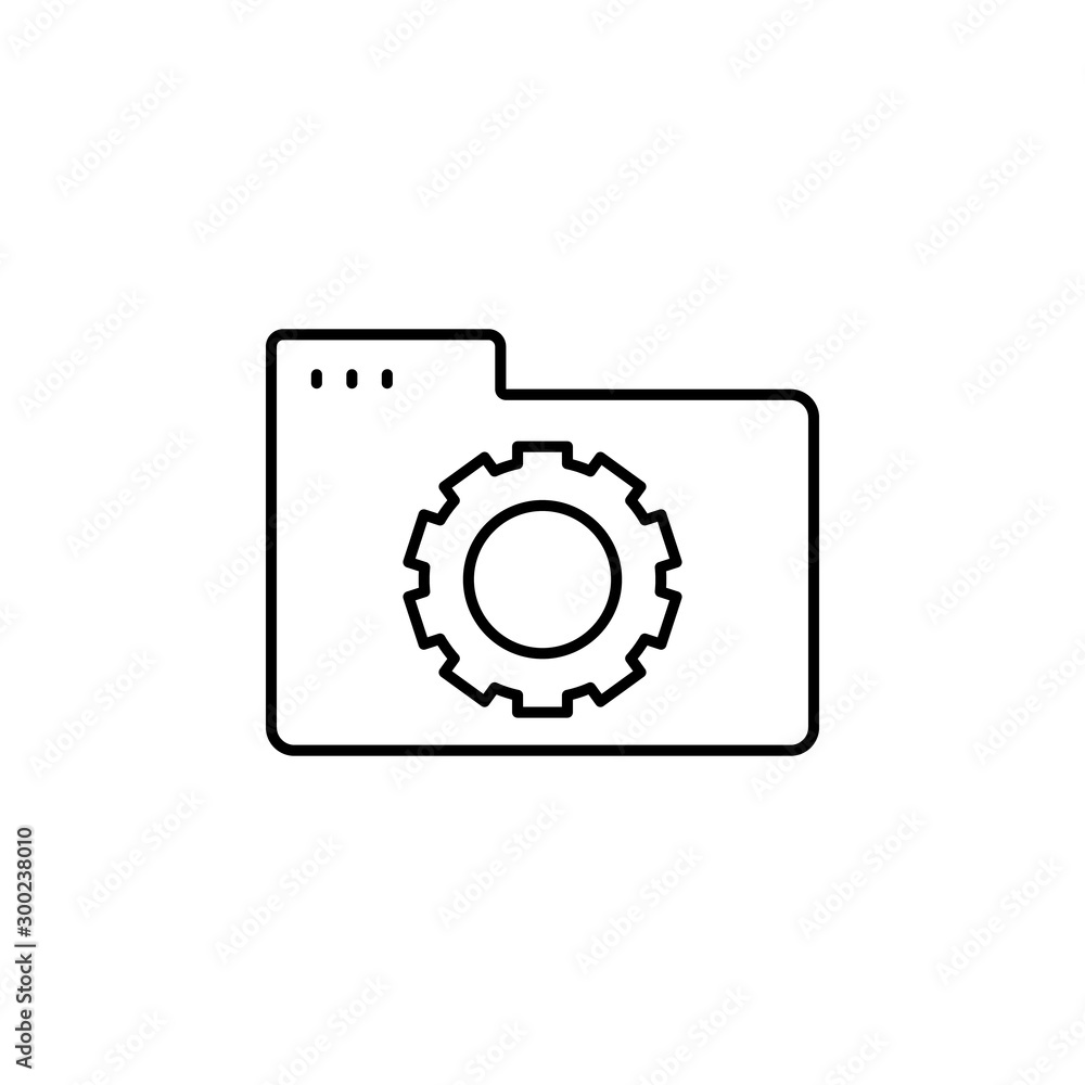 Folder gear icon. Simple line, outline vector of icons for ui and ux, website or mobile application