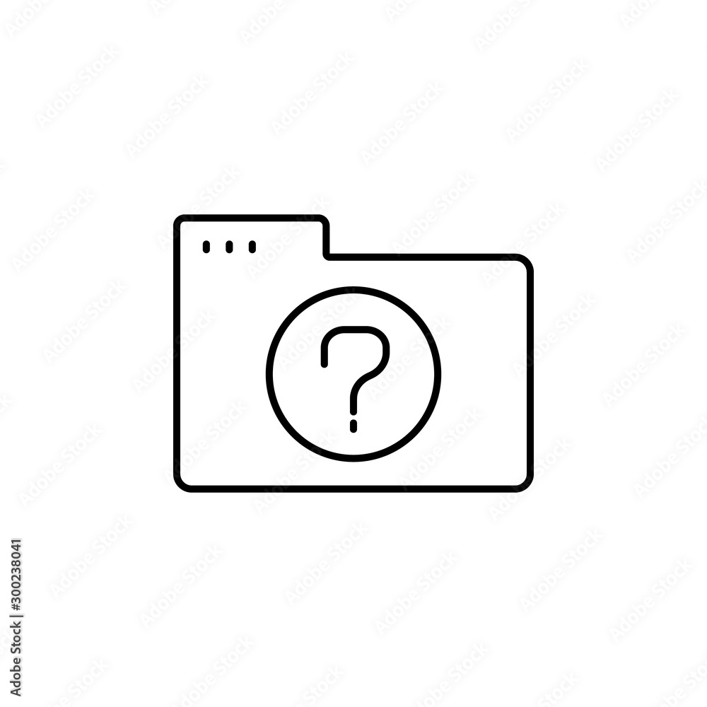Folder question icon. Simple line, outline vector of icons for ui and ux, website or mobile application Folder question icon. Simple line, outline vector of icons for ui and ux, website or mobile application