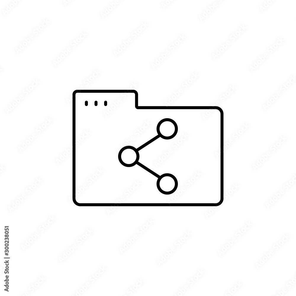 Folder share icon. Simple line, outline vector of icons for ui and ux, website or mobile application Folder share icon. Simple line, outline vector of icons for ui and ux, website or mobile application