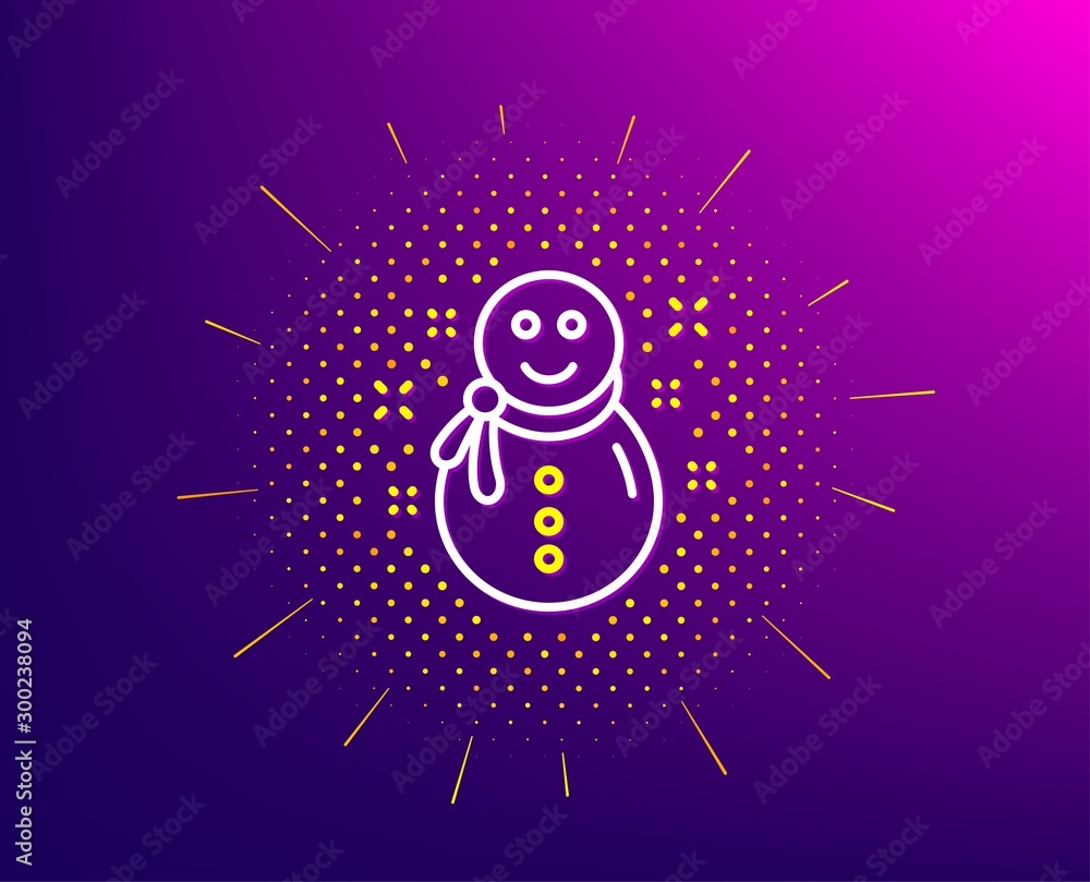 Christmas snowman line icon. Halftone pattern. New year sign. Winter holiday symbol. Gradient background. Snowman line icon. Yellow halftone pattern. Vector Christmas snowman line icon. Halftone pattern. New year sign. Winter holiday symbol. Gradient background. Snowman line icon. Yellow halftone pattern. Vector