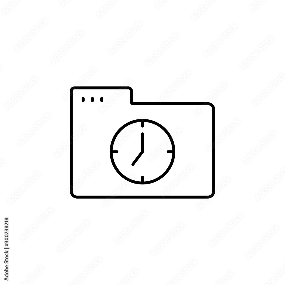 Folder clock icon. Simple line, outline vector of icons for ui and ux, website or mobile application Folder clock icon. Simple line, outline vector of icons for ui and ux, website or mobile application