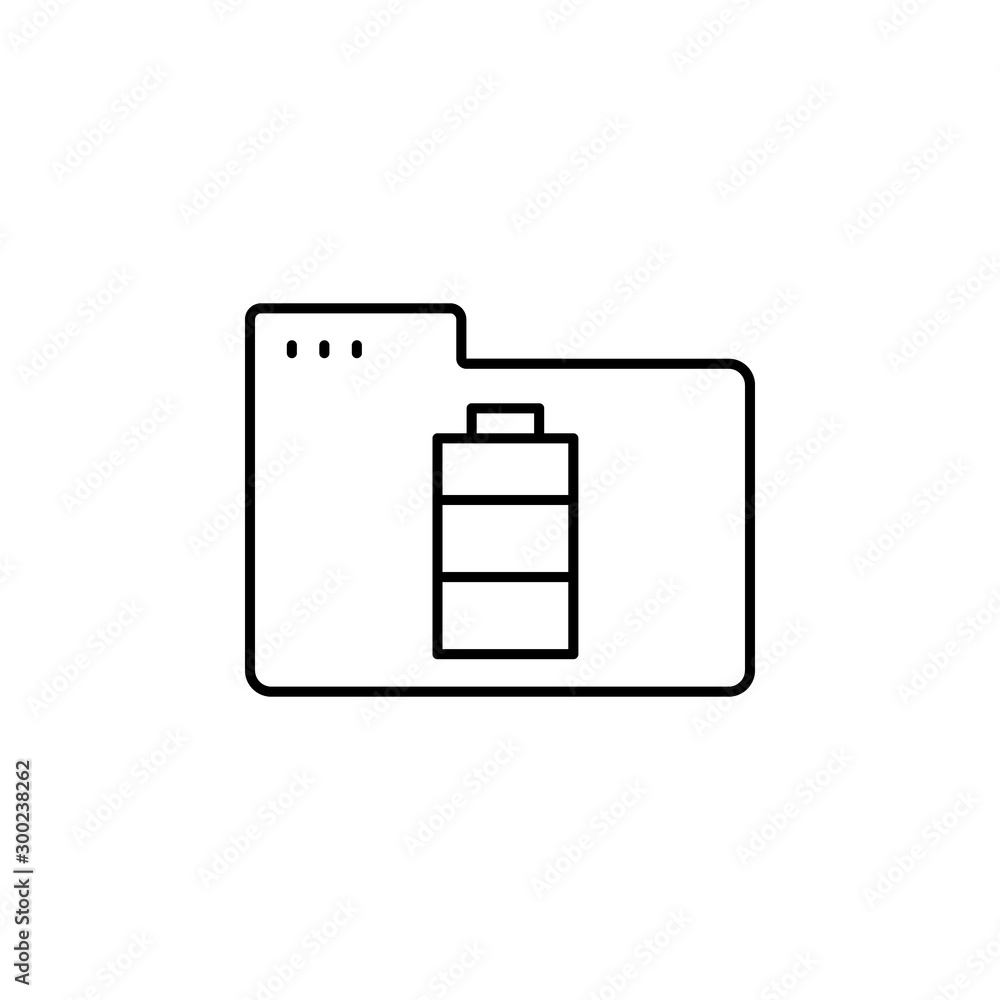 Folder battery icon. Simple line, outline vector of icons for ui and ux, website or mobile application Folder battery icon. Simple line, outline vector of icons for ui and ux, website or mobile application