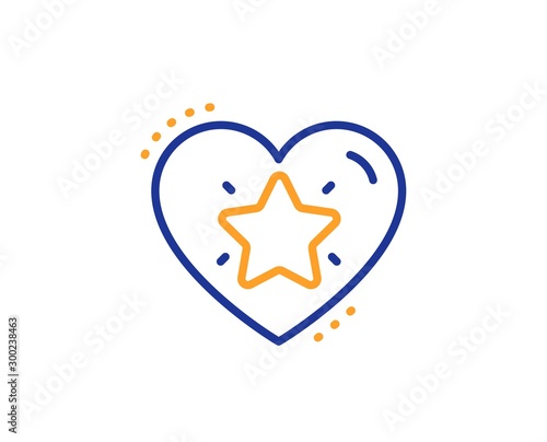 Love rating sign. Ranking star line icon. Best rank symbol. Colorful outline concept. Blue and orange thin line ranking star icon. Vector
