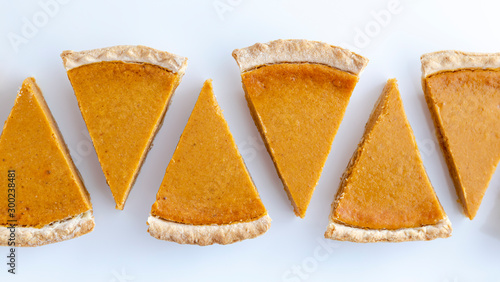 Fresh homemade pumpkin pie slices