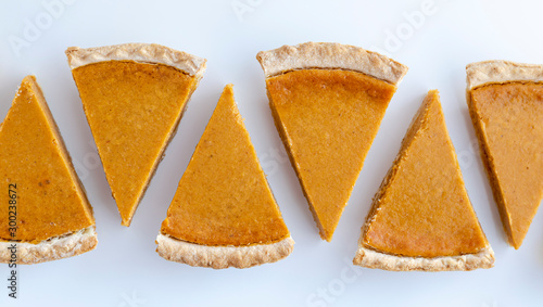 Fresh homemade pumpkin pie slices