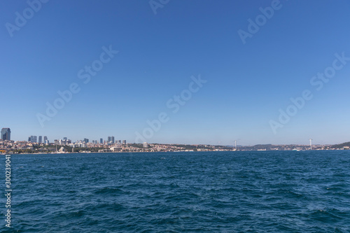 Panoramic view from Bosporus to city of Istanbul, Turkey