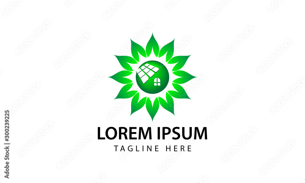 Green eco solar panel logo design Green eco solar panel logo design