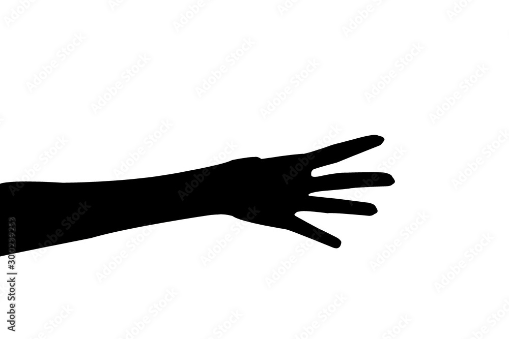 Silhouette Hand Isolated on White background Silhouette Hand Isolated on White background