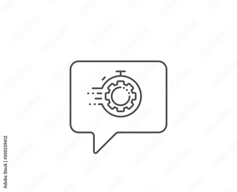 Seo timer line icon. Chat bubble design. Settings cogwheel sign. Traffic management symbol. Outline concept. Thin line seo timer icon. Vector Seo timer line icon. Chat bubble design. Settings cogwheel sign. Traffic management symbol. Outline concept. Thin line seo timer icon. Vector
