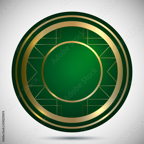 Casino Chip Gold Ornament Green Template Vector