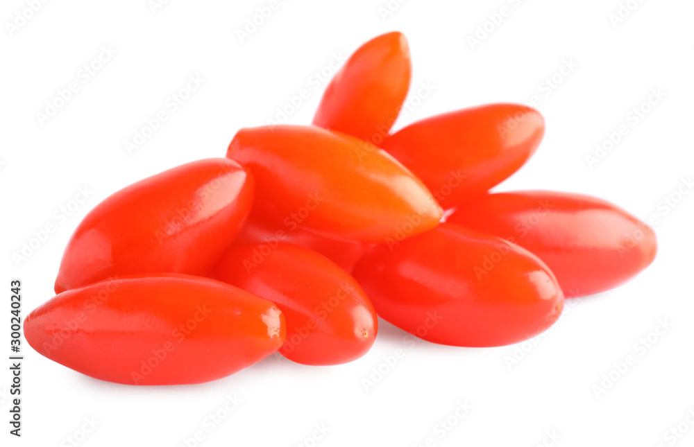 Fresh ripe goji berries on white background Fresh ripe goji berries on white background