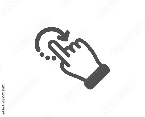 Slide arrow sign. Rotation gesture icon. Swipe action symbol. Classic flat style. Simple rotation gesture icon. Vector