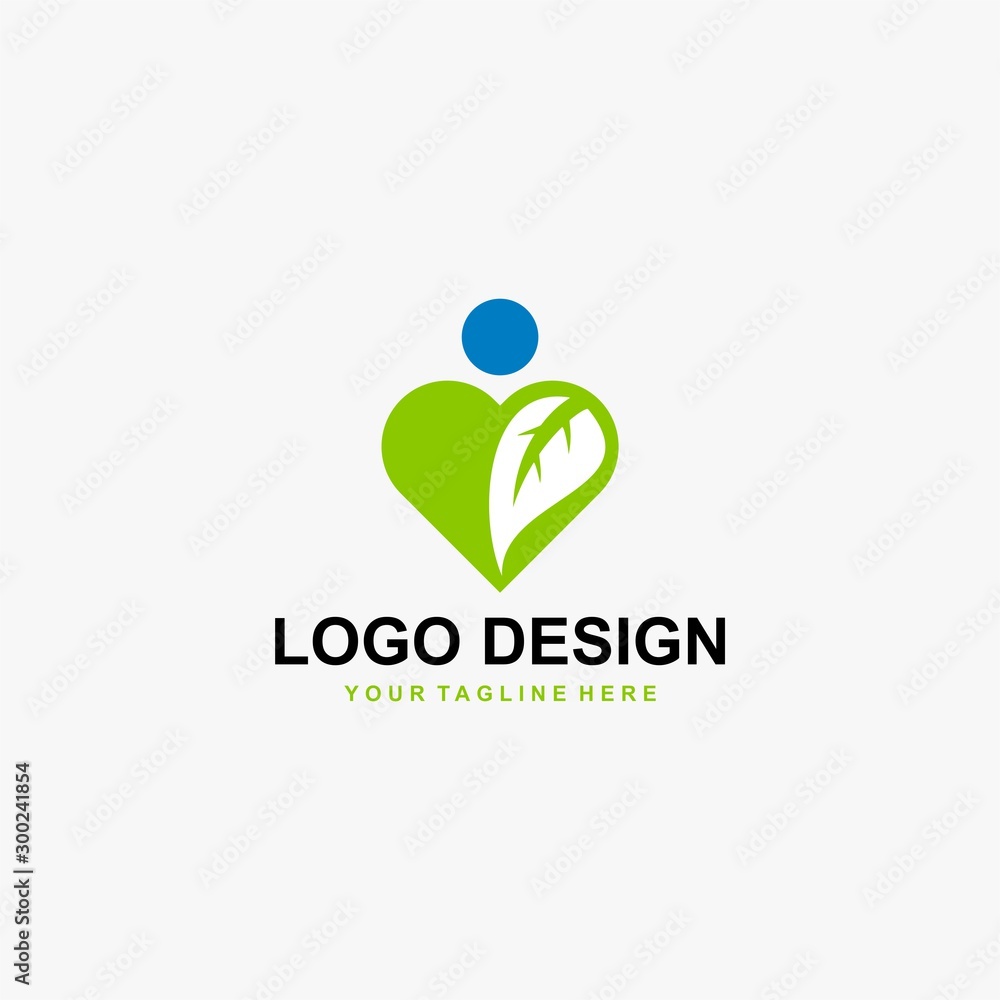 Love logo design vector. Green leaves in love abstract symbol. Natural organic vector icons. Love logo design vector. Green leaves in love abstract symbol. Natural organic vector icons.