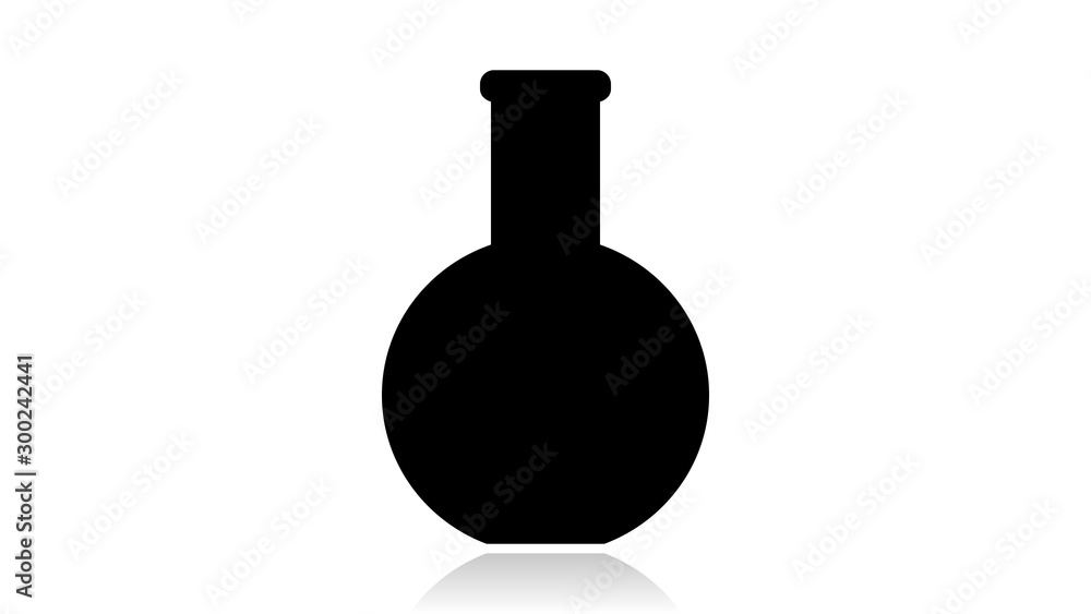 Flask icon vector design. Black icon with reflection isolated on the white background Flask icon vector design. Black icon with reflection isolated on the white background