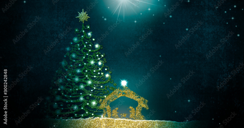 Christmas Nativity Scene greetings cards - obrazy, fototapety, plakaty 