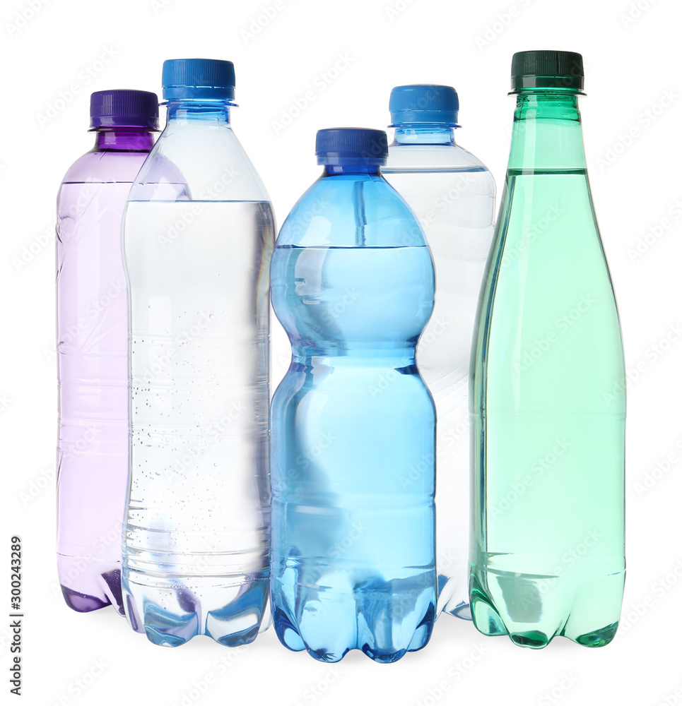 Plastic bottles with water isolated on white Plastic bottles with water isolated on white