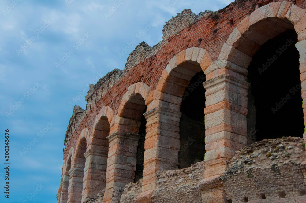 Old Verona colloseum in Italy on a sunny day