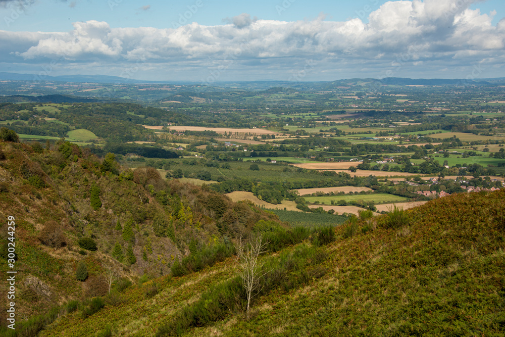 Malvern Hills views Worcestershire England