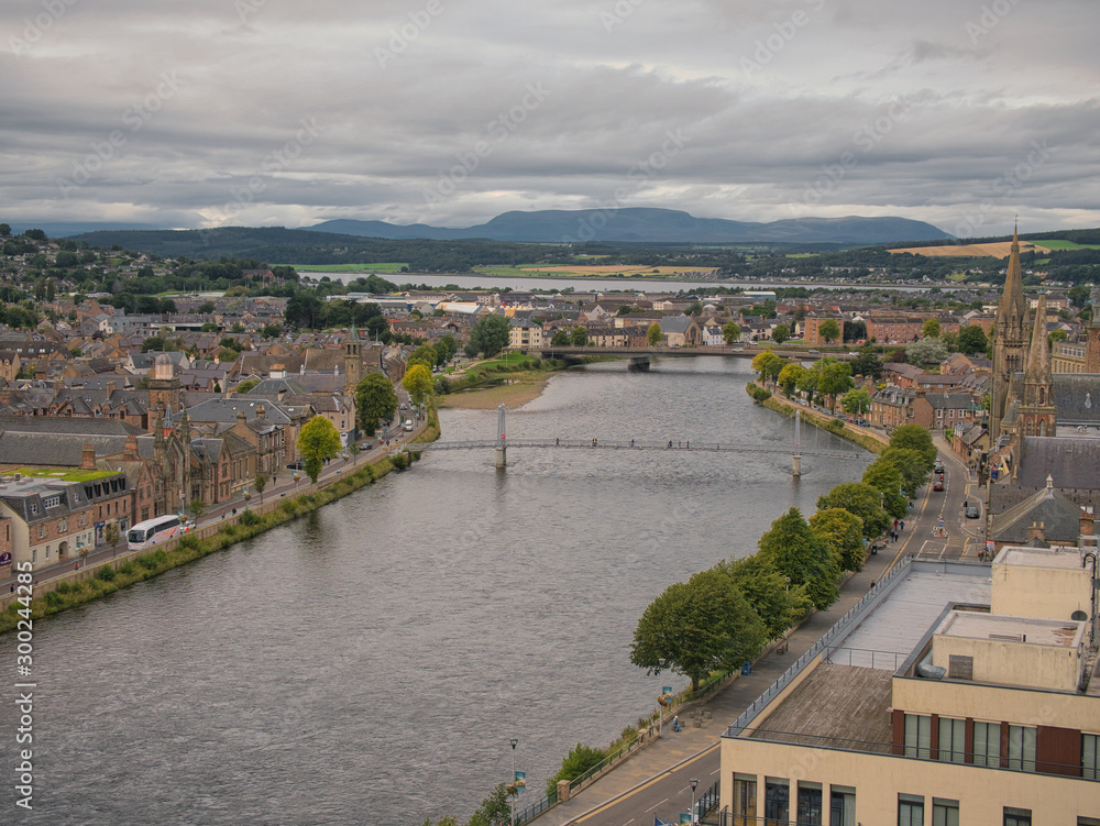 The River Ness in the City of Inverness in Scotland, UK.