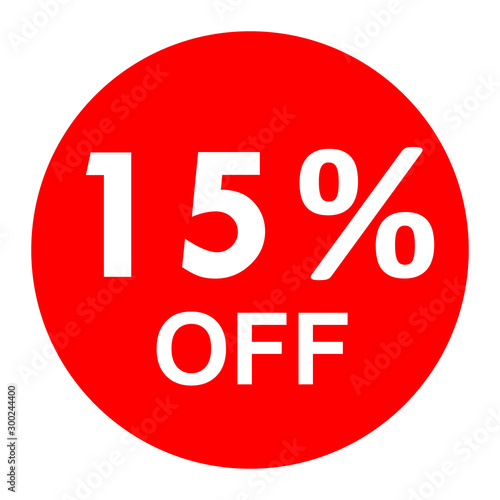 Sale - 15 percent off - red tag isolated - vector