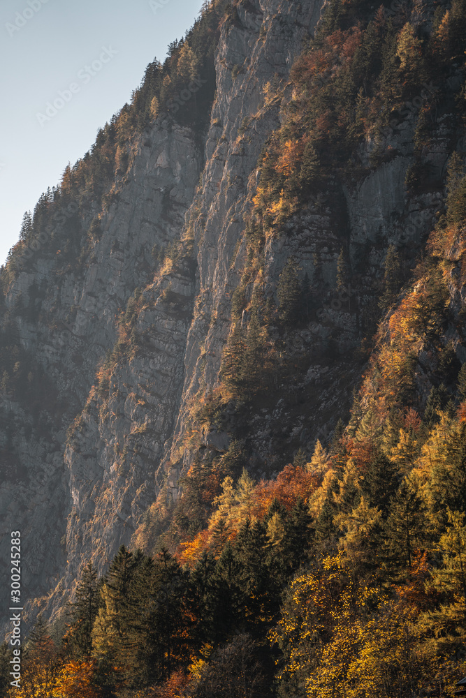autumn sunset over the beautiful mountains of Hallstatt Austria, mountain landscape sunset autumn sunset over the beautiful mountains of Hallstatt Austria, mountain landscape sunset
