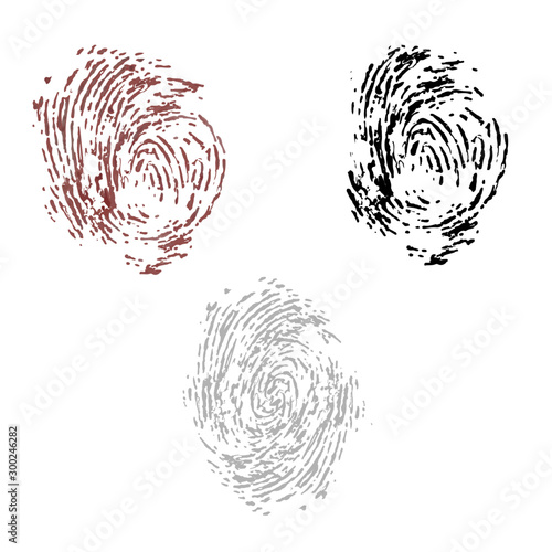 White fingerprint on a black background! Fingerprint. This is a real bother Scan a copy. Realistic fingerprints of different colors