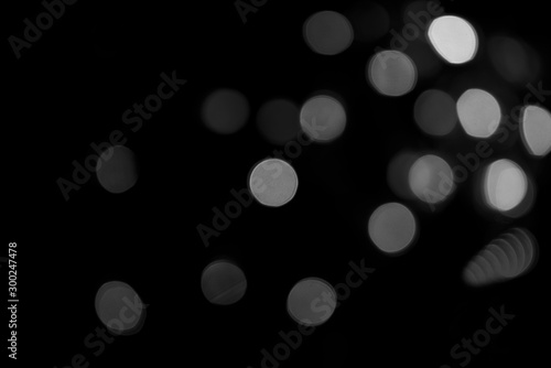 white bokeh abstract on Black background 