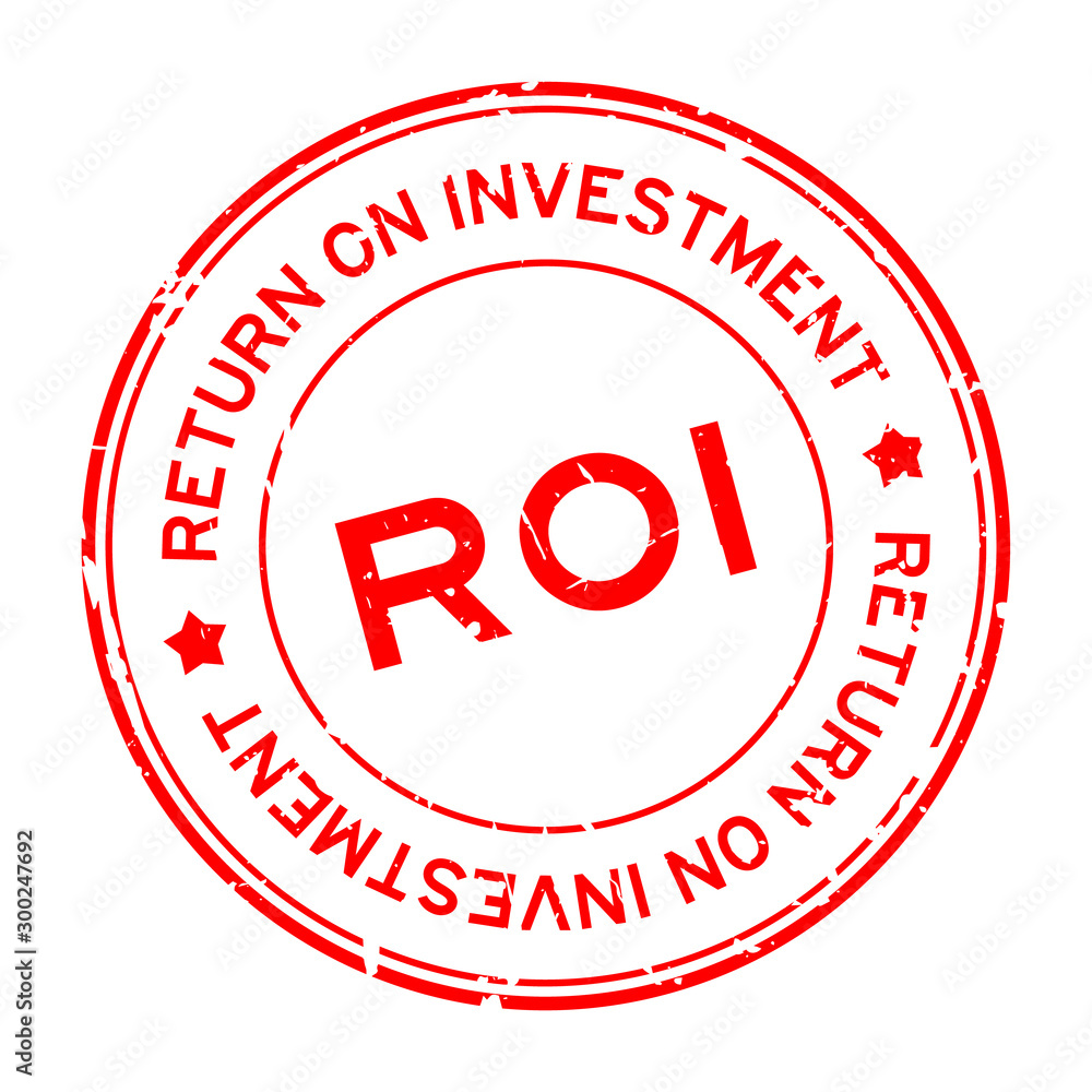 Grunge red ROI (Abbreviation of Return on Investment) word round rubber seal stamp on white background Grunge red ROI (Abbreviation of Return on Investment) word round rubber seal stamp on white background