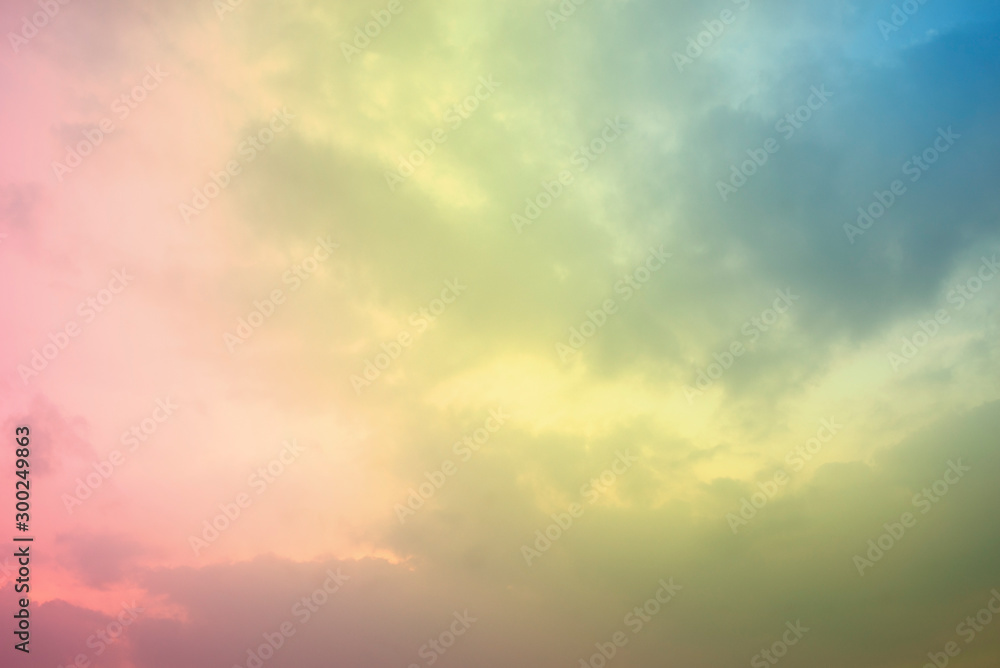 Pastel colors of clouds and soft sky background 