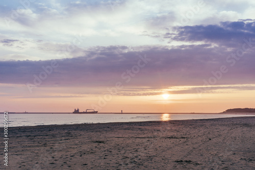 Sunrise over the Baltic sea during late Autumn and Spring season. © marcinjozwiak