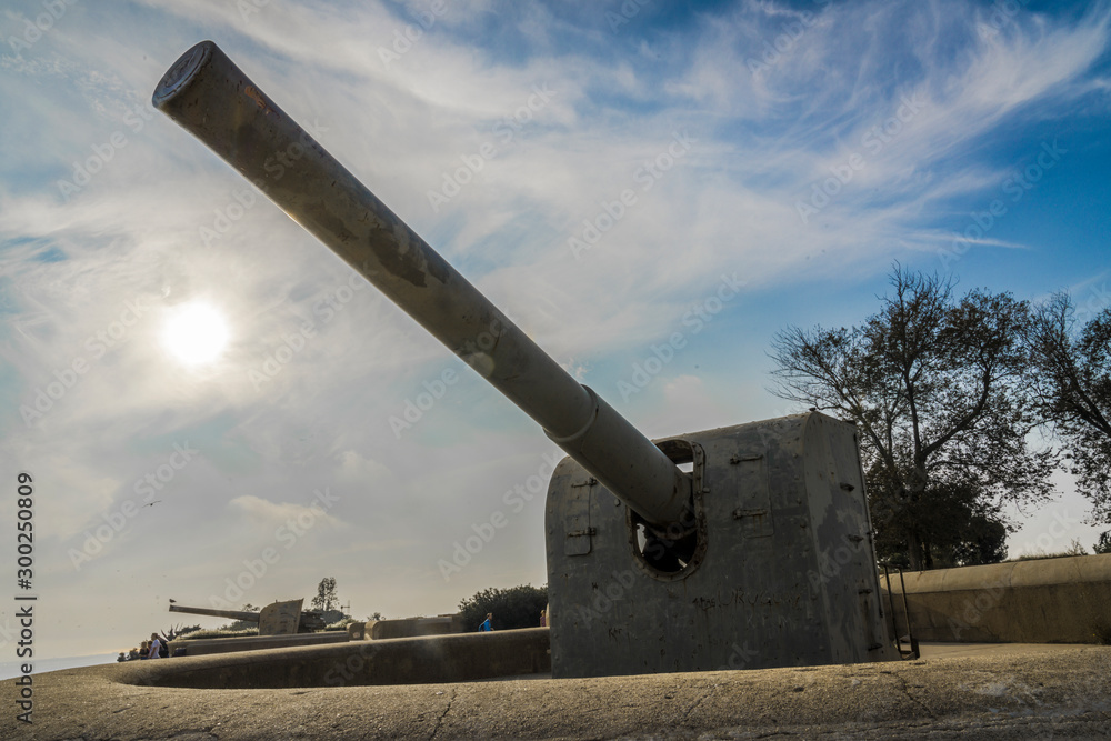 This image capture shows a real Napoleonic Wars cannons at the Castell de Montjuïc in Barcelona, Spain This image capture shows a real Napoleonic Wars cannons at the Castell de Montjuïc in Barcelona, Spain