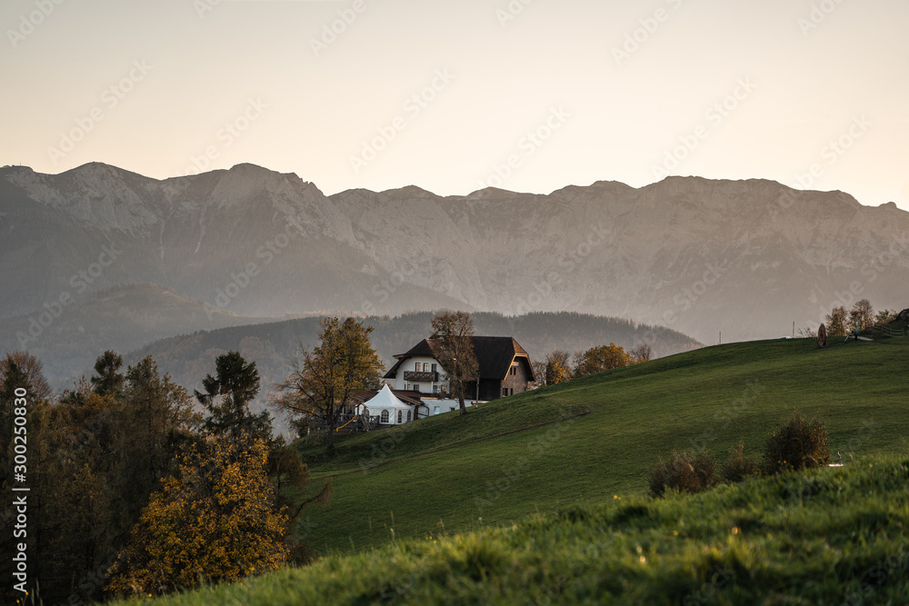 Fototapeta premium mountain Landscape in Austria, autumn sunset in the alps of Austria
