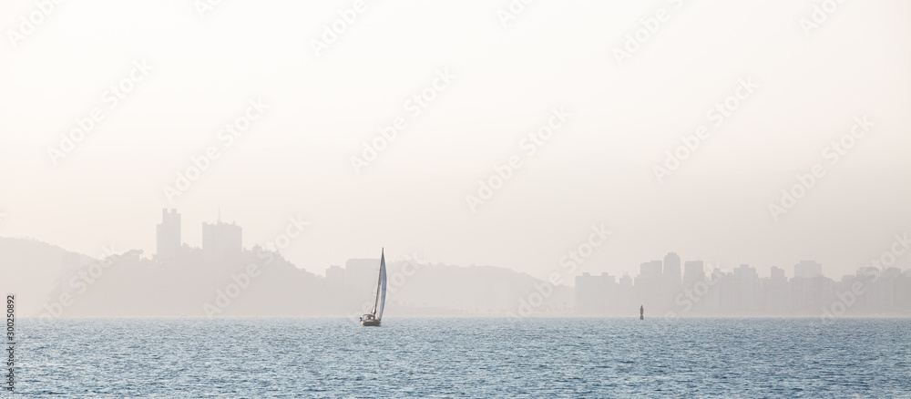 Sailing during the late afternoon in Santos, Brazil