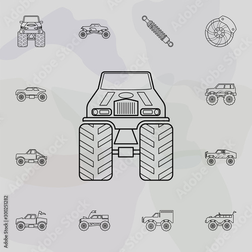 Bigfoot car front icon. Bigfoot car icons universal set for web and mobile