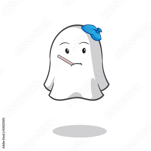 ghost sick mascot vector cartoon art illustration