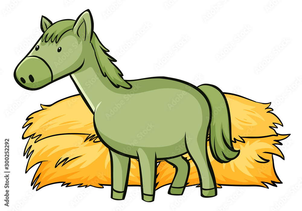 Green horse on white background