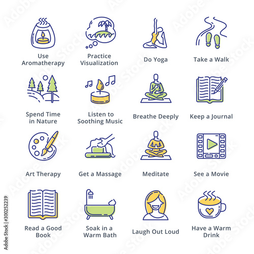 Relaxation Techniques Icons - Outline Series