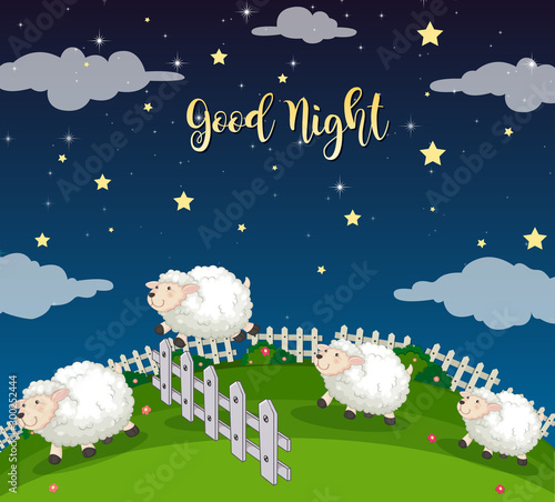 Background scene of field with counting sheeps