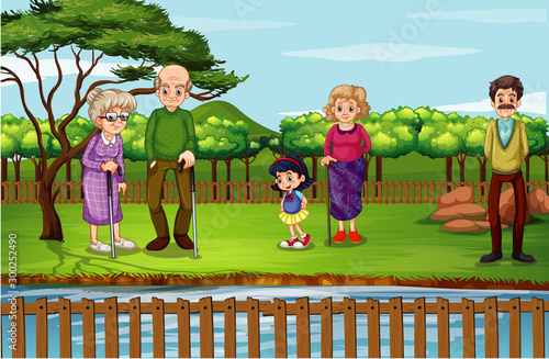 Scene with people in the park