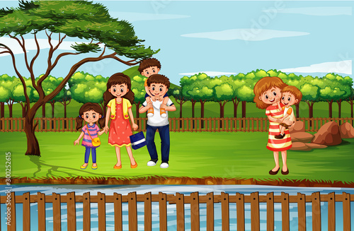 Scene with people in the park