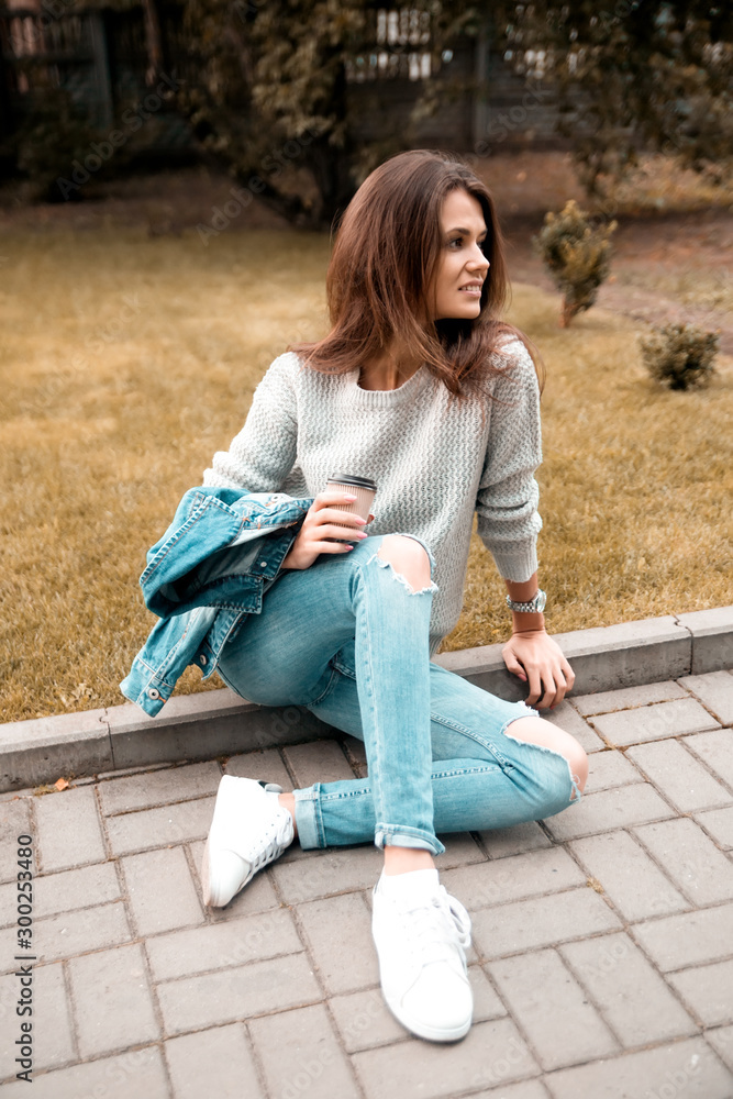 Beautiful girl is resting in the park. Beautiful girl is resting in the park.