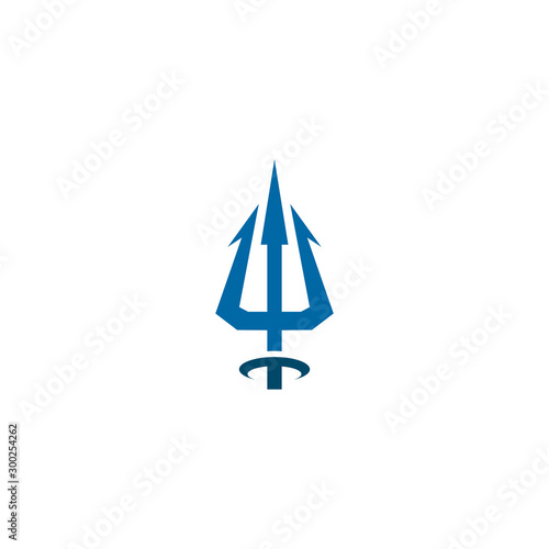 Trident weapon logo design vector template