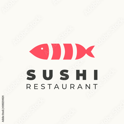 sliced fish for sushi logo template design.