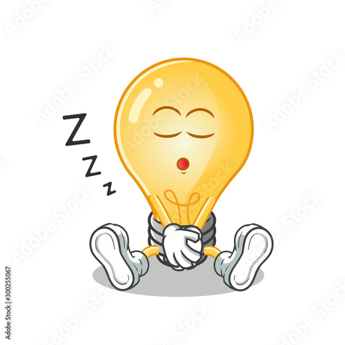 light bulb sleep mascot vector cartoon illustration