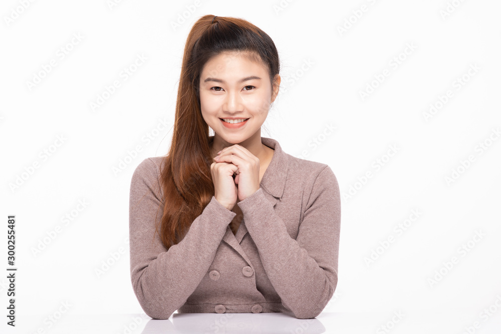 business Asian woman smile with happiness and confident feeling,Isolated on white,Positive emotional,Business concept business Asian woman smile with happiness and confident feeling,Isolated on white,Positive emotional,Business concept