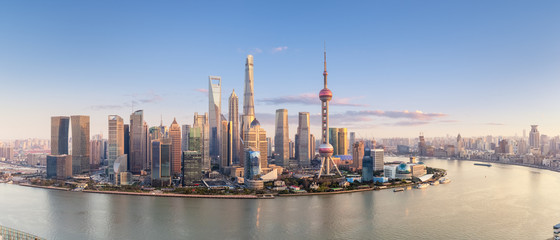 Papier peint photo Shanghai Panorama de Shanghai au coucher du soleil  © chungking