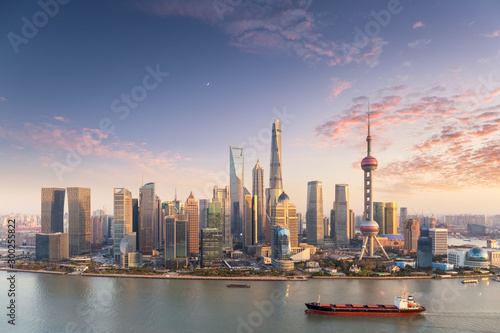 charming sunset view of shanghai skyline