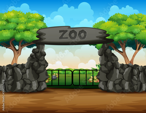 Background scene of zoo park with big gate